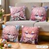 Yae Miko Cute Genshin Impact Cushion Cover Silky Short Plush Invisible Zipper Dustproof Sofa Pillow Case For Home Decor