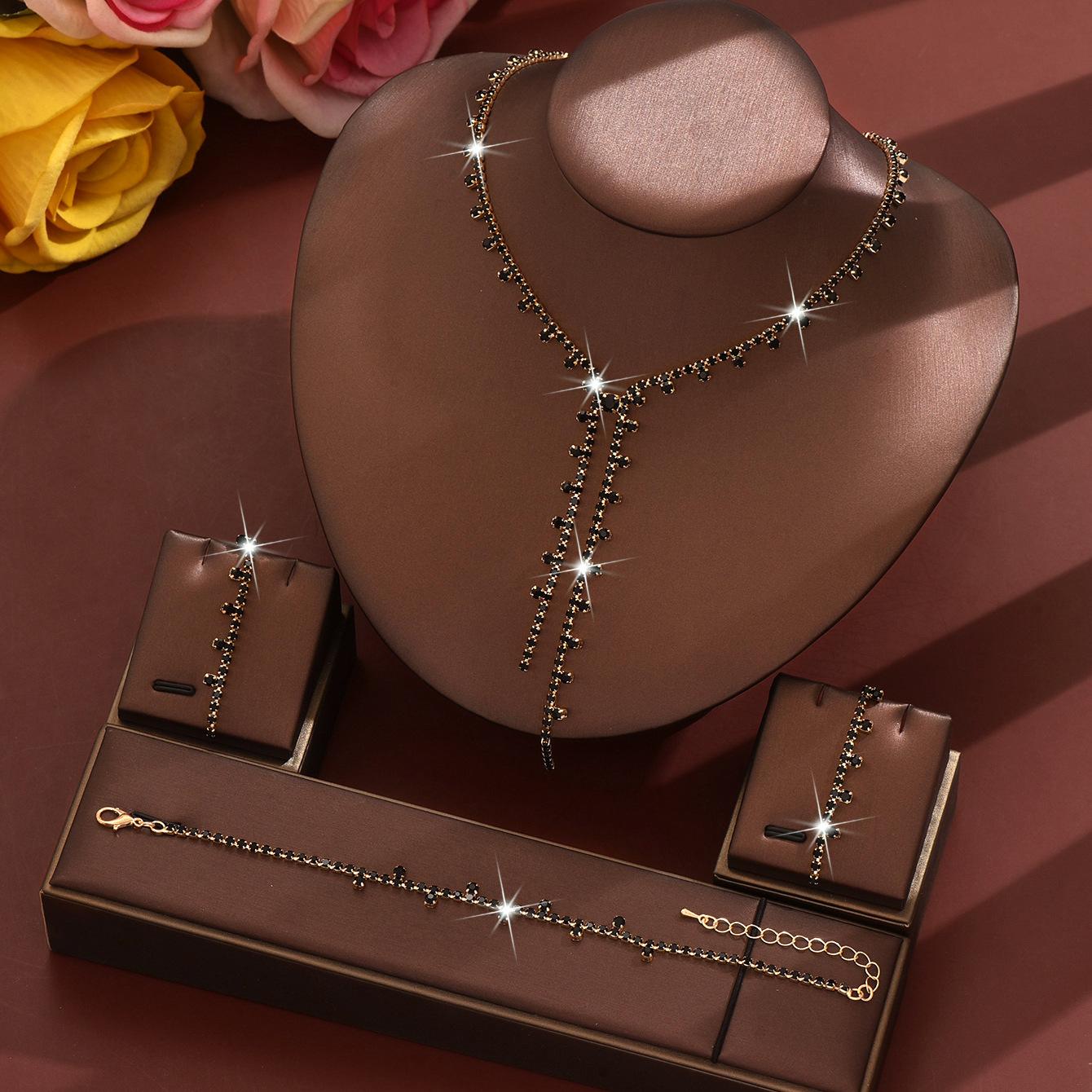 

Простой дизайн бриллиантовая цепочка, ожерелье, серьги, кольцо ювелирный свадебный набор аксессуары