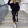 Winter new European and American sleeveless dresses, hooded sweaters, short top sets