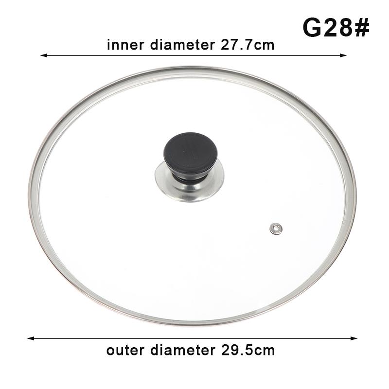 Visible Pot Cover Tempered Glass Pot Lid Stainless Steel Rimmed Pan Lid Spill Shatter-Proof Round Chef Glass Cover