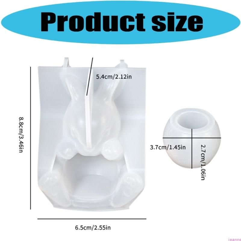 Candle Holder Mould Adorable Sitting Rabbit Silicone Casting Mold Perfect For Handmade Resin Crafts And Festive Gifts