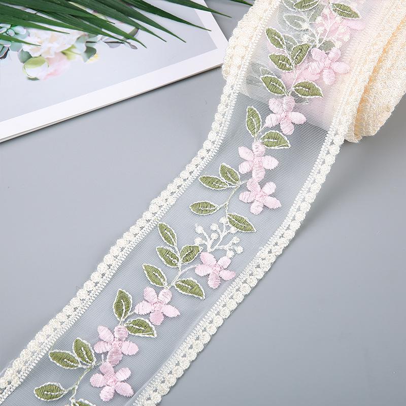 5 Yards Flower Embroidery Lace Ribbon For Bow Making Clothing Decor Sewing Fabric Craft Supplies Needlework Accessories