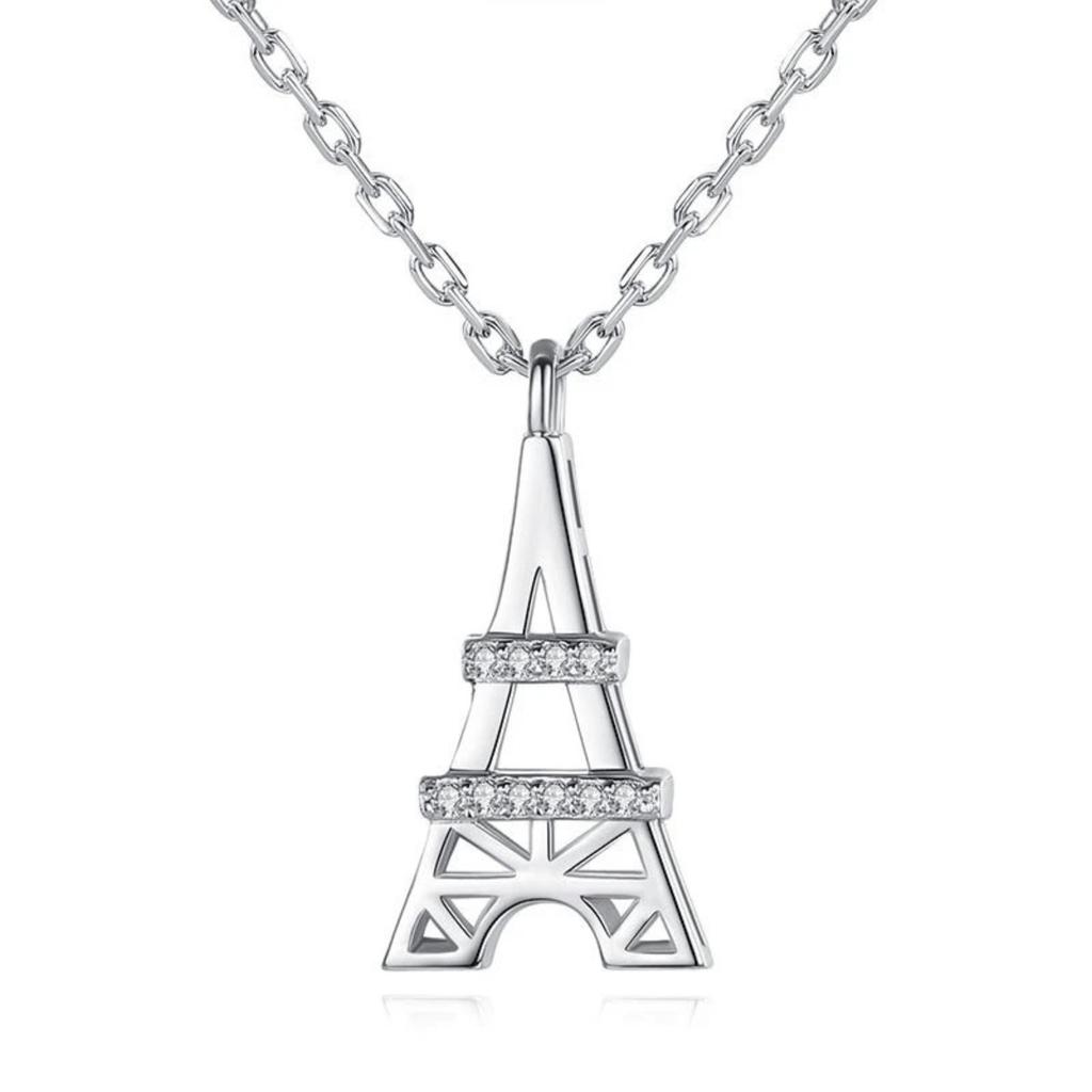 Sparkling Eiffel Tower Pendant Necklace Elegant Paris Inspired Romantic Jewelry for Women