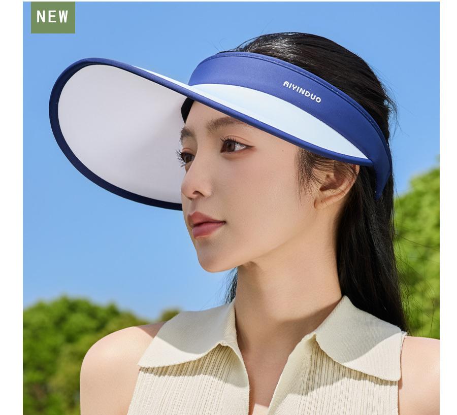 Women's Ice Silk UV50+ Wide Brim Open-Top Visor Summer Color Blocking Cooling Hat for Outdoor Sports & Urban Fashion