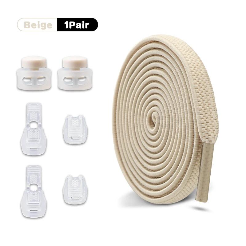 1Pair/2Pair NEW Elastic Shoe Laces Flat Shoelaces Without Ties Kids Round Snap Lock  Adult Quick Shoelace Shoe Accessories