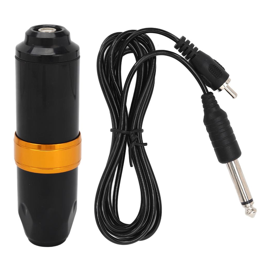 Cartridge Needle Rotary Tattoo Machine RCA Interface Stroke Adjustable 5‑9V Tattoo Machine Black Golden