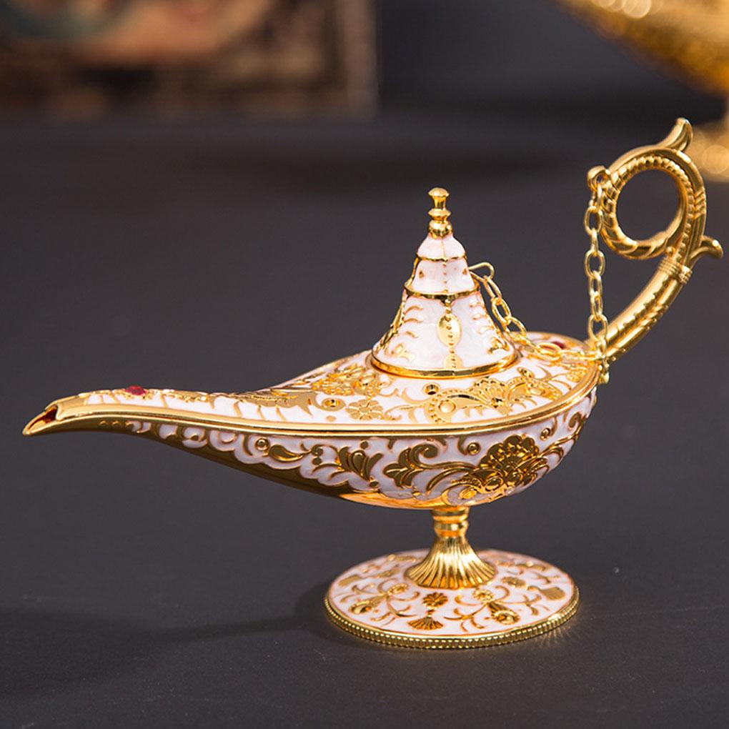 Ornaments Legend Aladdin Magic Genie Lamp Crafts Wishing Lamps Home Table Decoration Gift Collectable Metal Accessories
