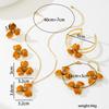 Simple Oil-Infused Flower Earrings And Necklace Set - Casual Jewelry Set For Women