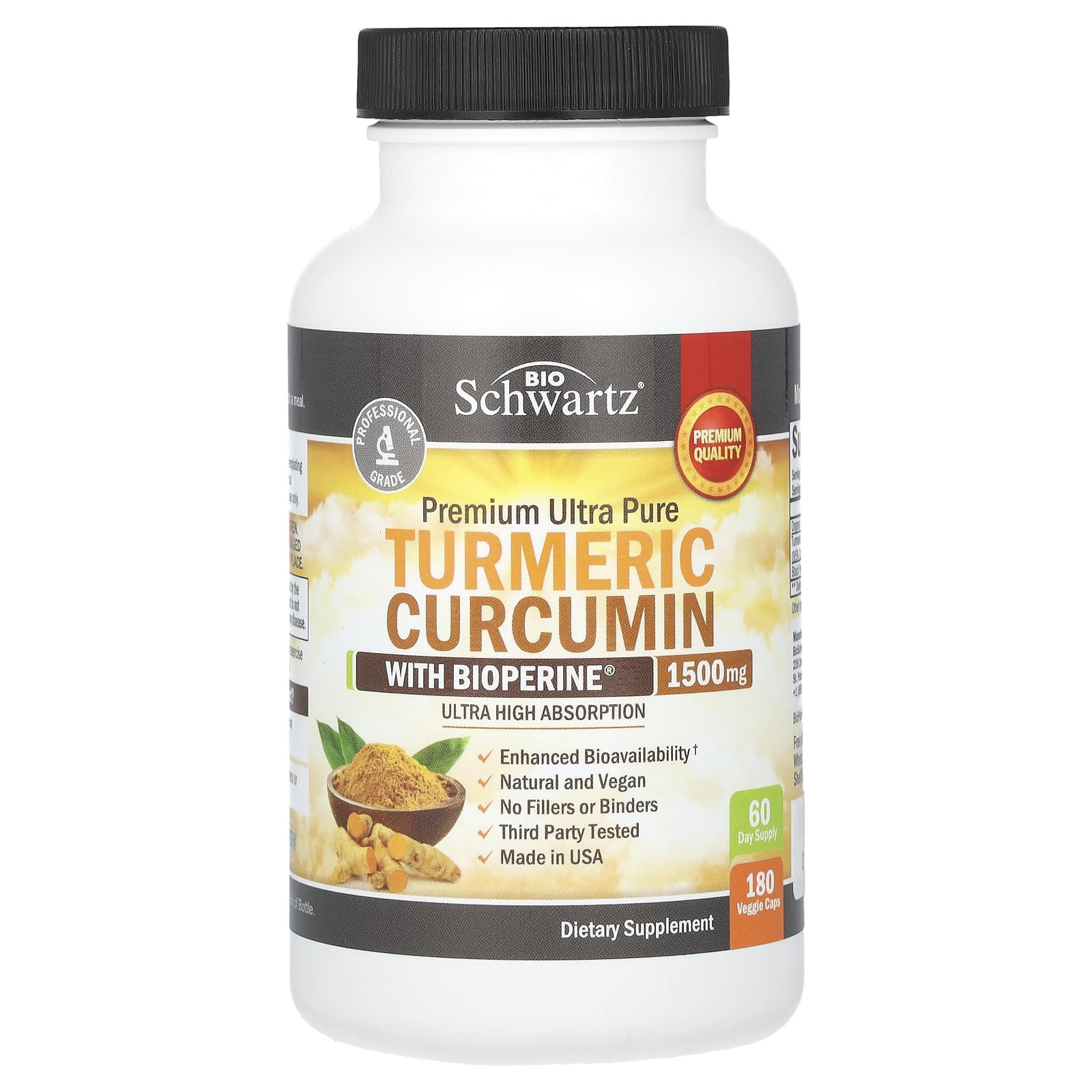 

BioSchwartz, Premium Ultra Pure, Turmeric Curcumin, with Bioperine, 1,500 mg, 180 Veggie Capsules (500 mg per capsule)