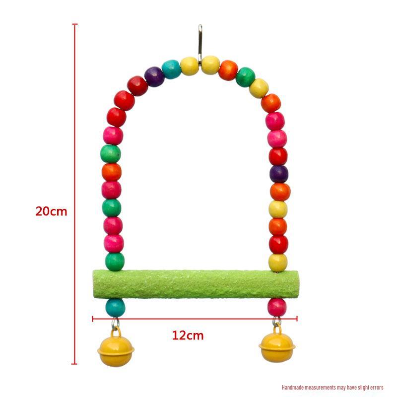 Budgie Toys Wooden Climbing Rope Ladder - Peony Interactive Swing & Beak Grinder for Small Birds In Birdcages