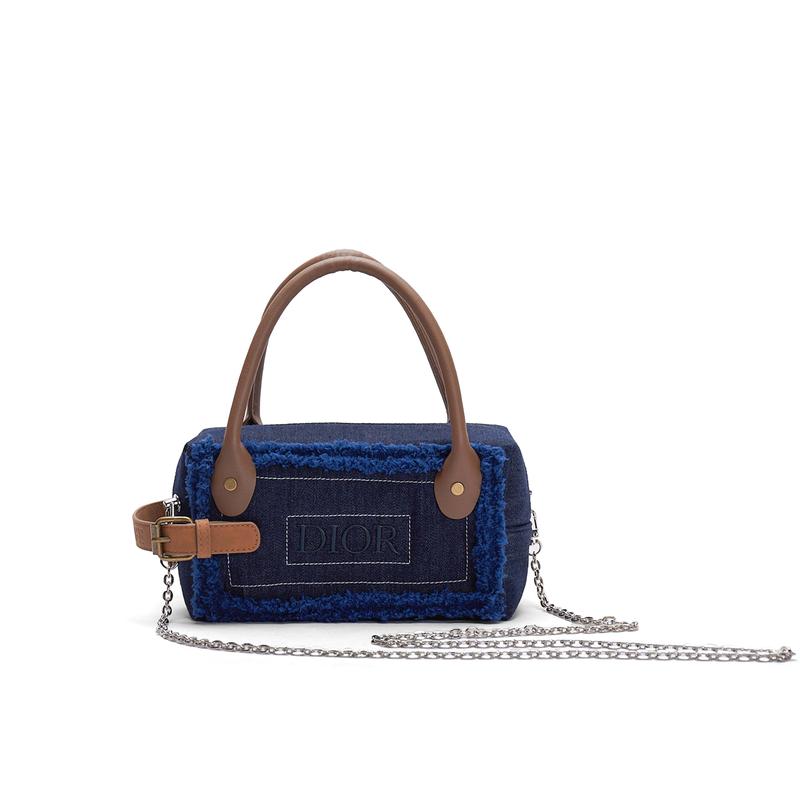 

DIOR Bag [Customized cosmetic bag] Bubble jellyfish, citrus salami, shoulder handbag, portable storage, denim fabric, miu style, trendy blues velvet синій