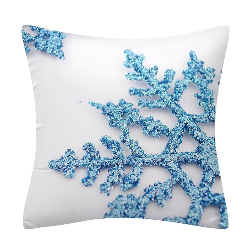 Snow Christmas Pillowcase Blue and White Printed Cushion Cover Snowflake  Tree Throw