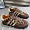Leopard Print Horsehair Women's Autumn New Retro Sports Leather Casual Board Shoes Tide
