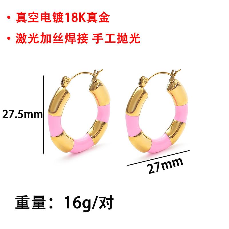 

INS dripping stainless steel earrings hip-hop simple geometric round K gold-plated vacuum plating new models vacuum plated 18k ready stock fast shipping
