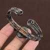 Natural Labradorite Gemstone Handmade Copper Wire Wrap Cuff Bangle Adj. M1t29