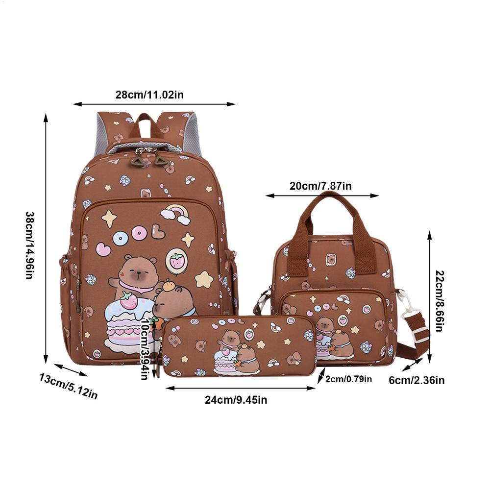 cute Capybara Backpack Large Capacity Cartoon Fashion  Lightweight Rucksack with Pencil Case and Lunch Bag for School Outdoor