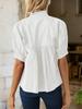 Women's Puff Sleeve V Neck Babydoll Blouse Peplum Pleated Loose Dressy Casual Top