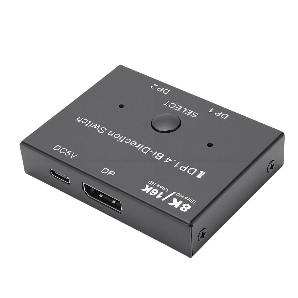 DisplayPort 16K 1.4 Umschalter 2 Ein 1 Aus Bi-Direktional 4K 240Hz 8K 120Hz Splitter Konverter für Mehrere Quellen und