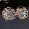 Shiny Full Rhinestones Large Hoop Earrings for Women Exaggerated Crystal Big Circle Ear Buckles Lavish Party Jewelry Gifts K
