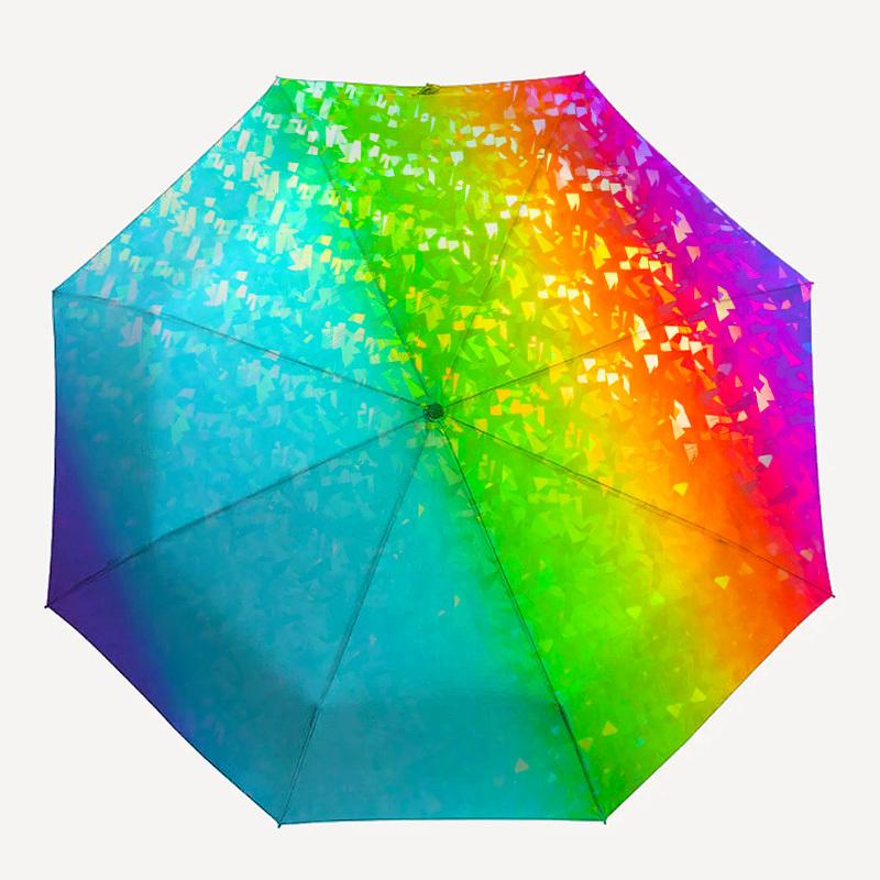 1 шт. Радужный голографический узор Дизайн зонта Автоматическое открытие и закрытие Зонт, Высококачественный дорожный зонт, Легкий и портативный, -14
