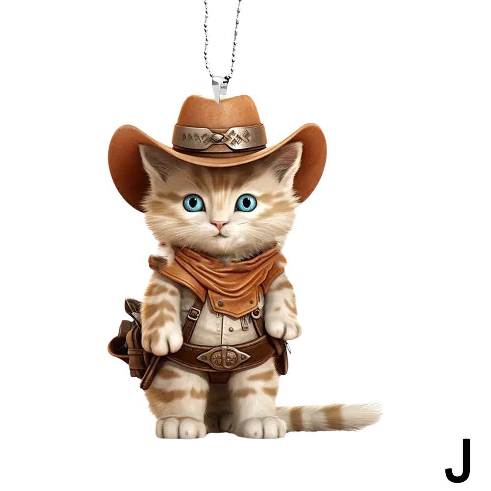 2D Acrylic Hanging Ornament Car Hanging Decor Rearview Mirror Decoration Cute Cat Key Pendant Car Interior Pendant