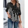 Women's Summer T-shirt Double Patchwork Color Clash Positioning Flower Shirt Short Sleeve Top
