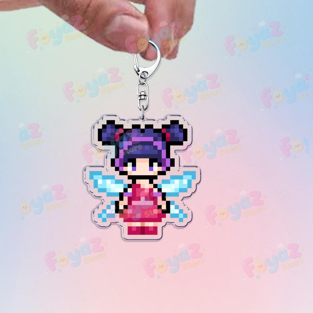 Cartoon Pixel Fairy Keychains for Accessories Bag Charm Stella Musa Tecna Magical Girl Fairies Keyrings Jewelry Friends Gifts