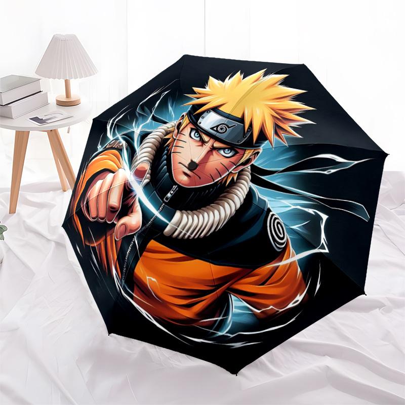Naruto Lightning Automatic Folding Umbrella - Lightweight, Retractable Design with 8-Rib Durability, Perfect for Outdoor Adventures, Fashion