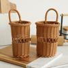 Rattan Weaving Chopstick Cage Wall Mounted Simulated Flower Decoration Hanging Basket Kitchen Tableware Storage Holder