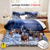 Hirsche 3D Cartoon Gedrucktes Bettwäsche Leinen Set Elegant Luxus Heimtextilien Bettbezug Set Weich Bequem Steppdecke Bezug Kissenbezüge