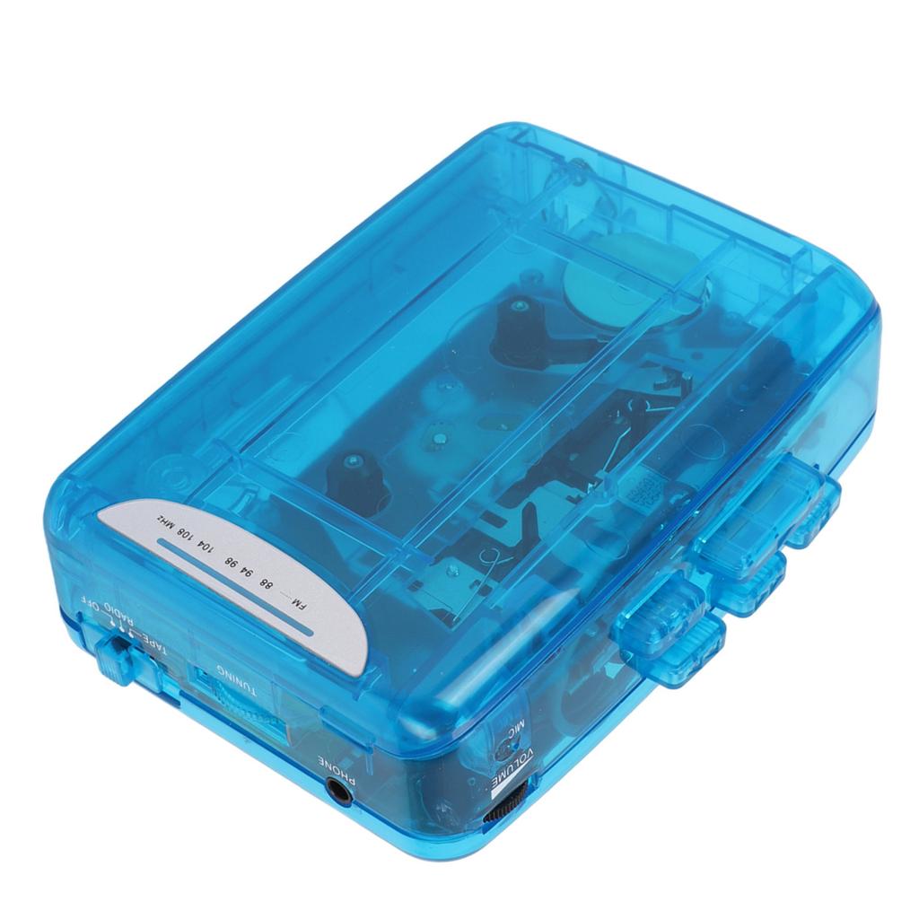 Cassette Player Portable Recorder Transparent Retro with Earphone for Cassette Tape