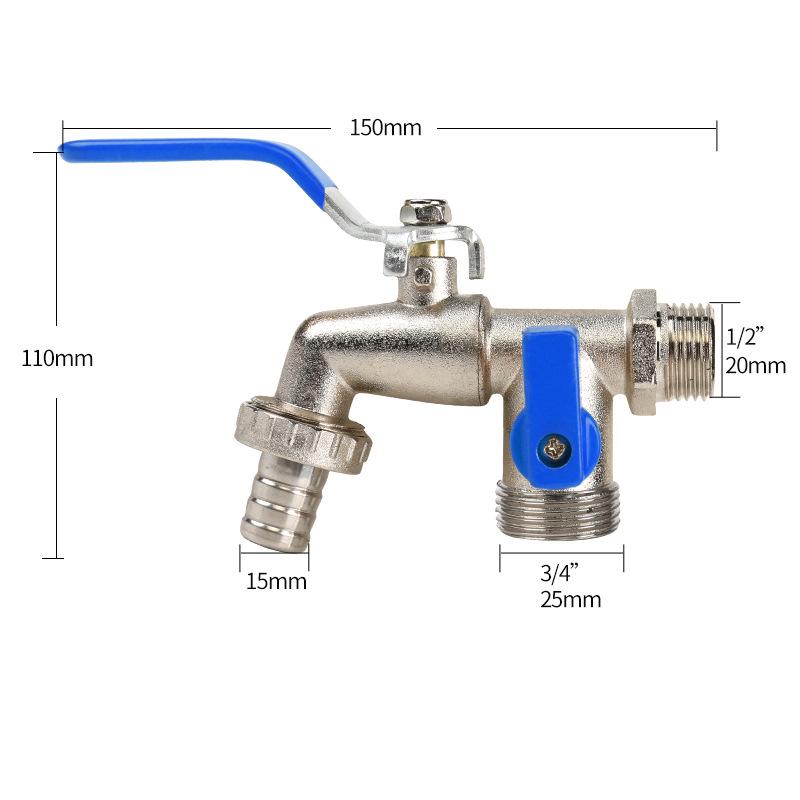 Black-Plated Zinc Alloy Double Outlet Garden Faucet