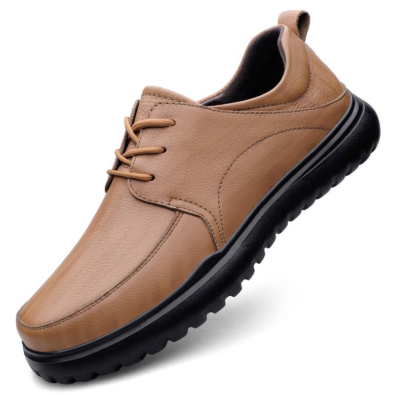 Fashion Luxury Brand Men Genuine Leather Lace Up Shoes Casual Leather Flat Designer Oxfords Shoes Outdoor Soft Sole Comfy Office Shoes