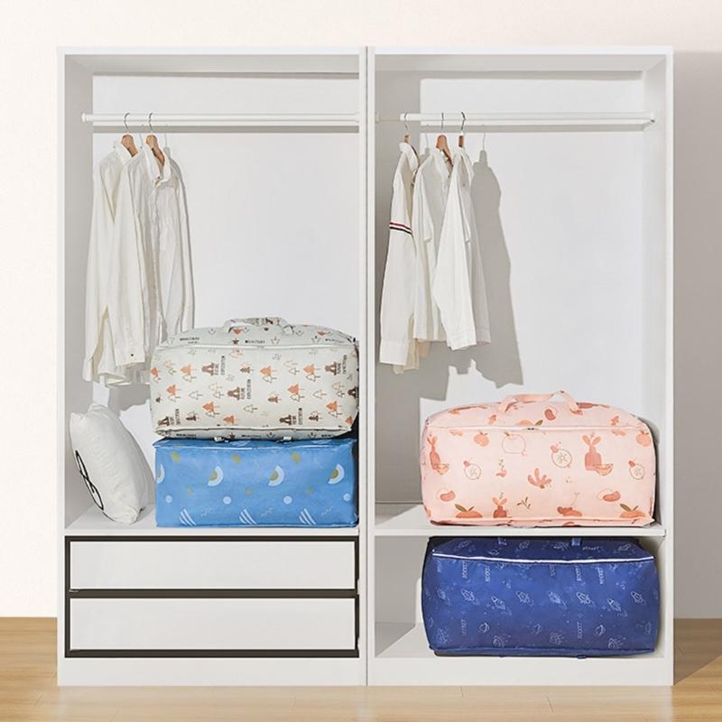Cartoon Printed Non Woven Blanket Storage Bag Waterproof Convenient Clothes Storage Bag Home Use Household Movings Bags