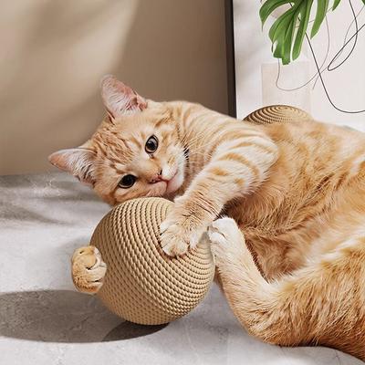 Extragroßer Sisalball für Katzen Selbstunterhaltendes Spielzeug Katzen-Teaser Zähneknirschend Bissfester Ball Kätzchen Interaktives Zubehör
