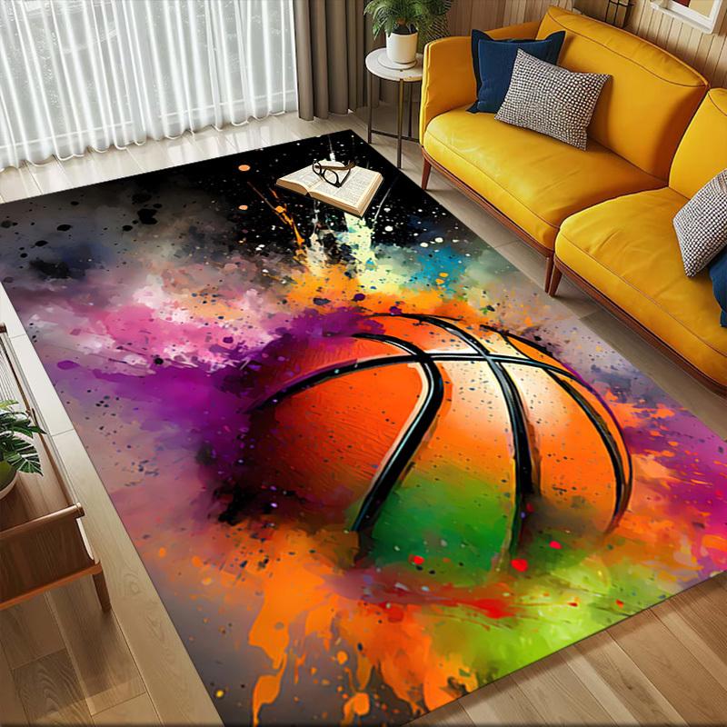 Basketball Colors Crystal Velvet Office chair mat Area Rug - Non-Slip, Floor Mat, Office Desk Chair Rugs,Christmas Gift-1106207