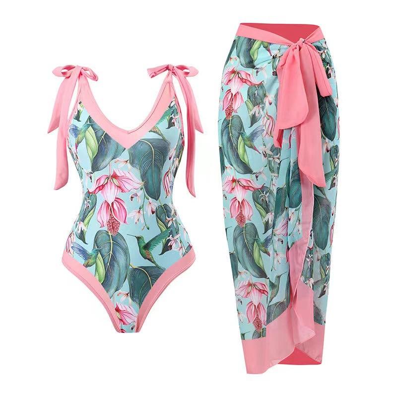 TS JYL-BK304 Detachable Strap Bikini, Three-Piece Print Swimwear For Ladies M