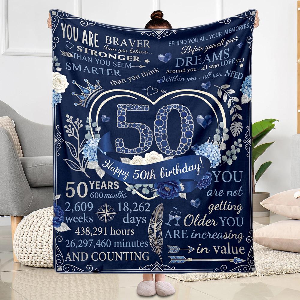 Princess 50th Birthday Celebration Flannel Blanket-Soft and Suitable for Sofas,Beds,Offices,Travel,All Seasons,Great Gift for Holidays and Birthdays.