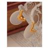18K Gold-Plated Exaggerated White Resin Fan-Shaped Stud Earrings with European & American Style for Women