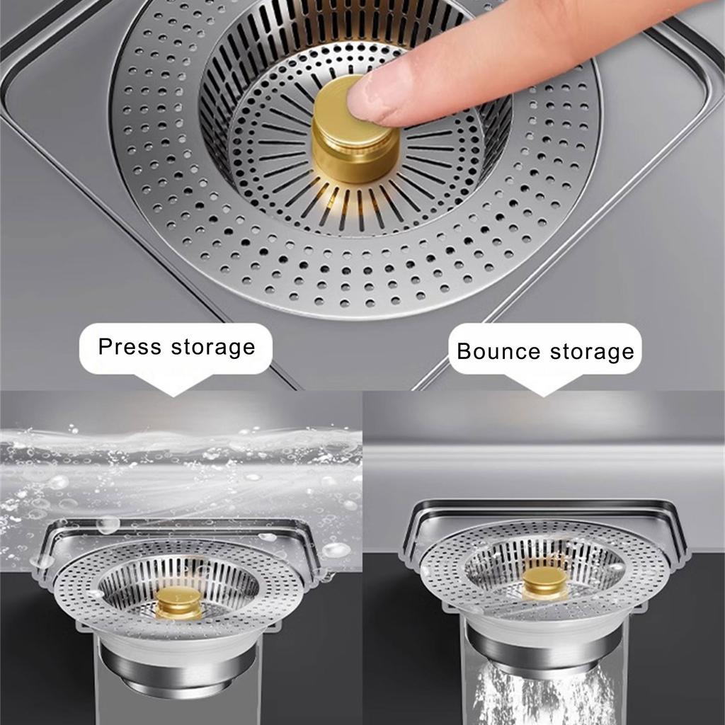 Gold Kitchen Sink Stoppers Sturdy Stainless Steel Drain Covers Plugs Filter for Efficient Debris Interception Use