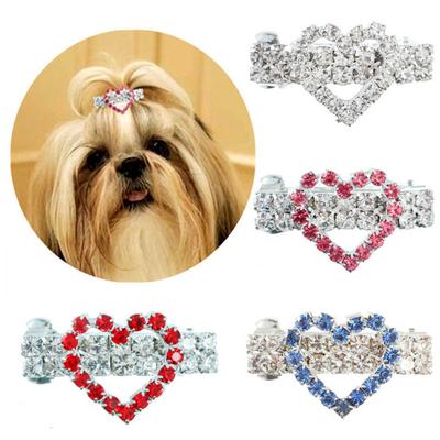 Pet Hair Clips Love-heart Shape Pet Hair Decor Long-lasting Cute Pet Dogs Rhinestone