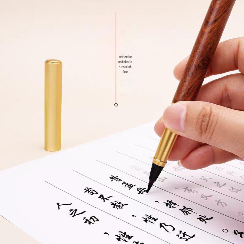 Sandalwood Brass Pen Brush for Calligraphy Practice