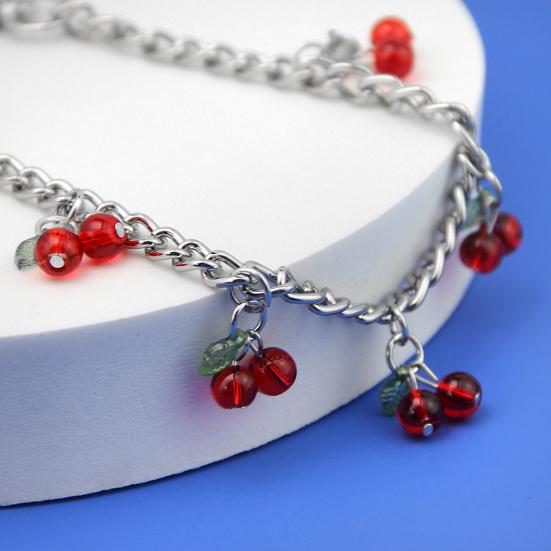 Rhinestone Cherry Bag Charm Cute Cherry Charm with Chain Sparkling Purse Charm for Women Handbag Clutch Tote Bag