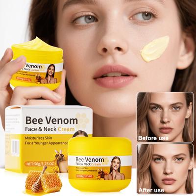 Krem na twarz i szyję z jadem pszczelim głęboko nawilża, rozjaśnia skórę, zwiększa elastyczność dla promiennej cery.