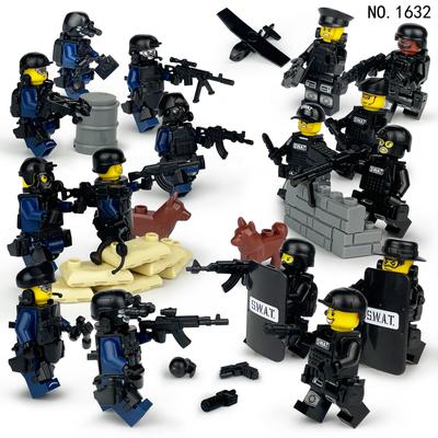 16 pièces M1632 militaire anti-déflagrant Police volant tigre noir spécial Police 16 poupée enfants assemblage blocs de construction jouets