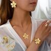 5pcs Elegant Golden-Tone Floral Jewelry Set - Vintage Style, Includes Necklace, Bracelet, Ring,and Earrings Ideal for Daily Wear