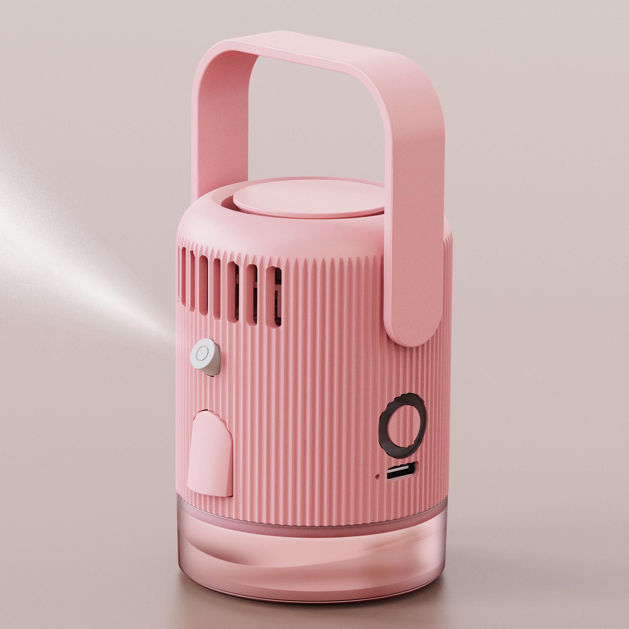

F18 Summer Mist Diffuser Fan Portable Humidifier Cooling Device with Handle Pink