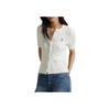 Polo Ralph Lauren Solid Color Cable Knit Short Sleeve Cardigan Women Tops White 100053185