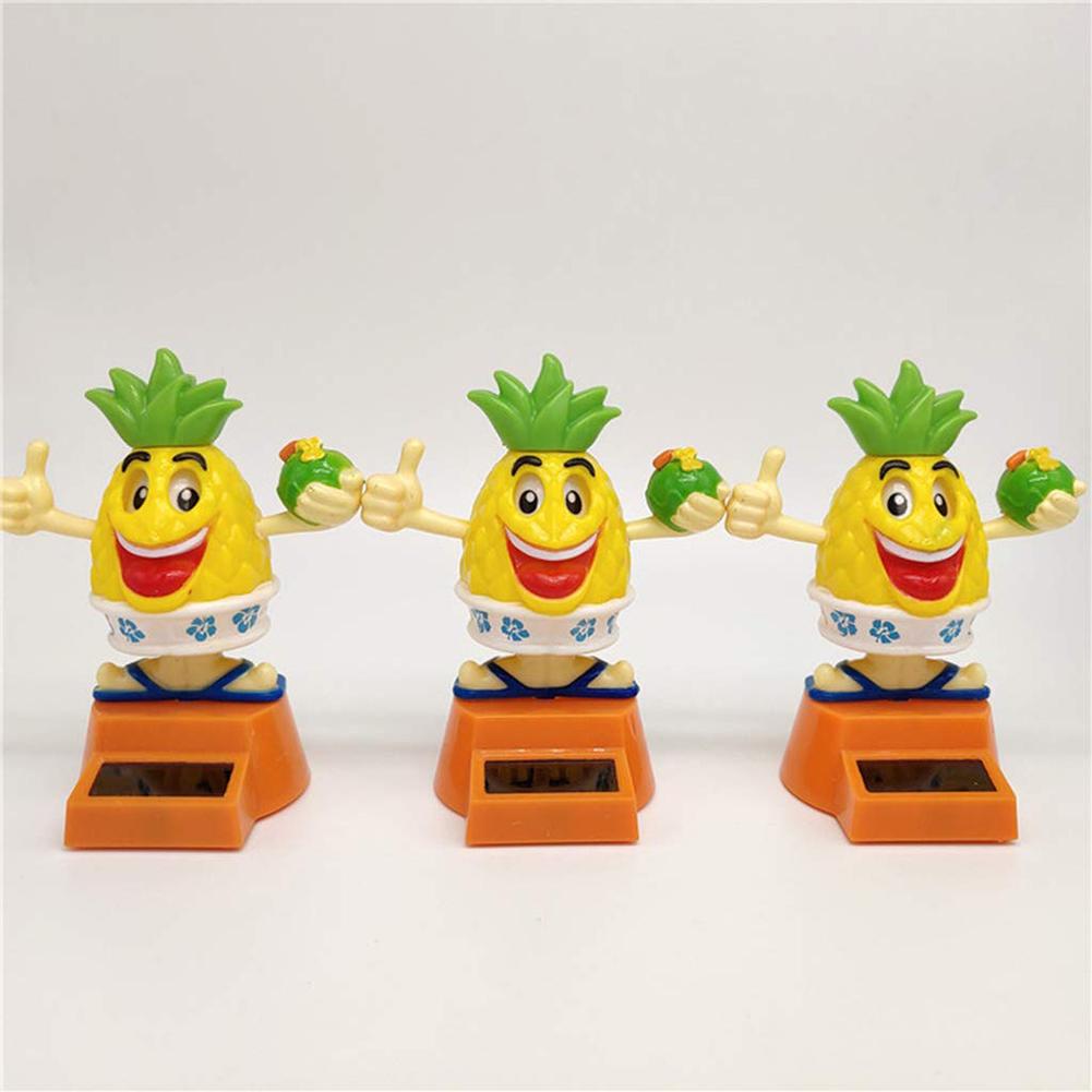New Solar Power Cartoon Swinging Pineapple Car Interior Ornament Home Decor Toy Solar Toy Gift