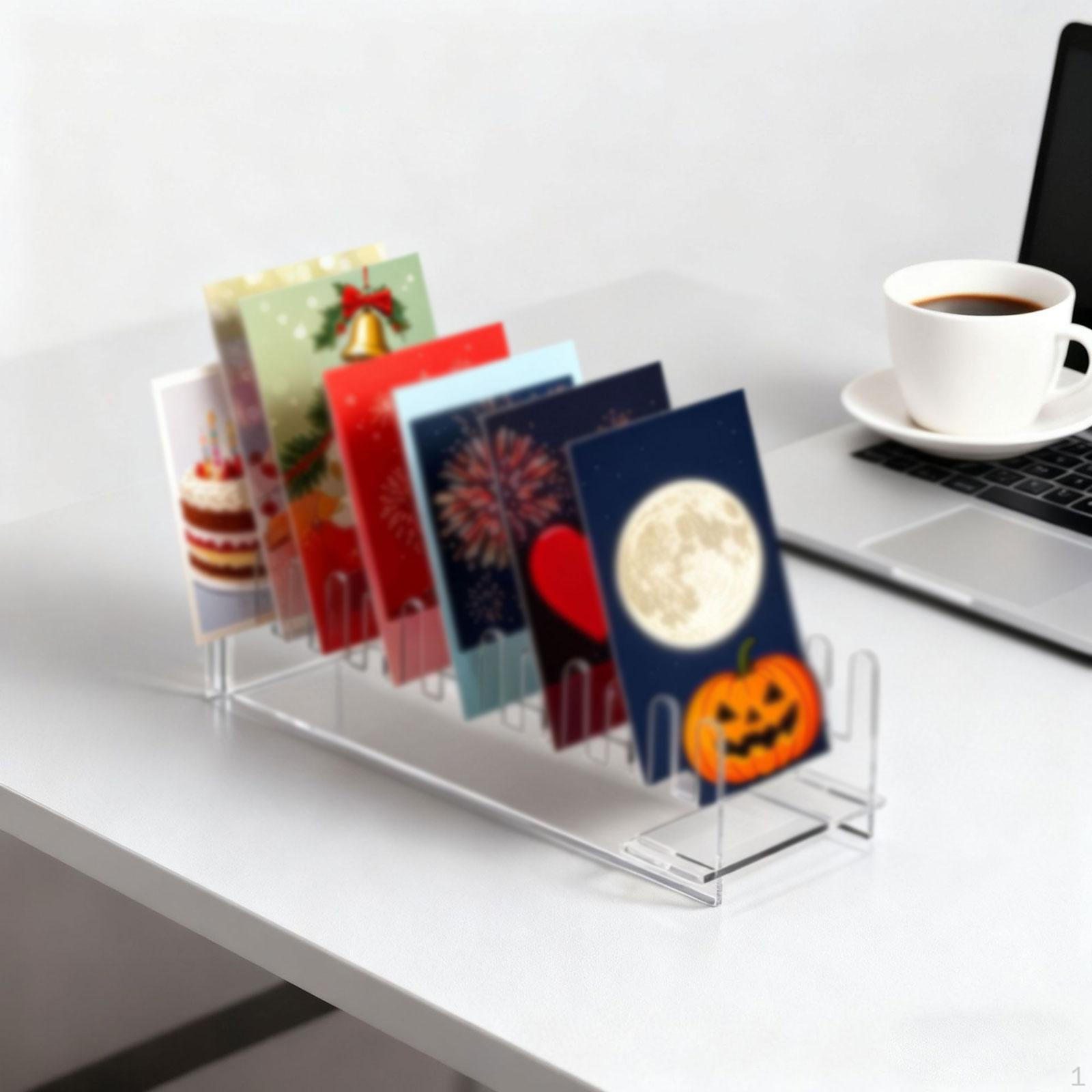 Greeting Card Display Stand Acrylic Holder Premium Sturdy Durability Transparent Postcard